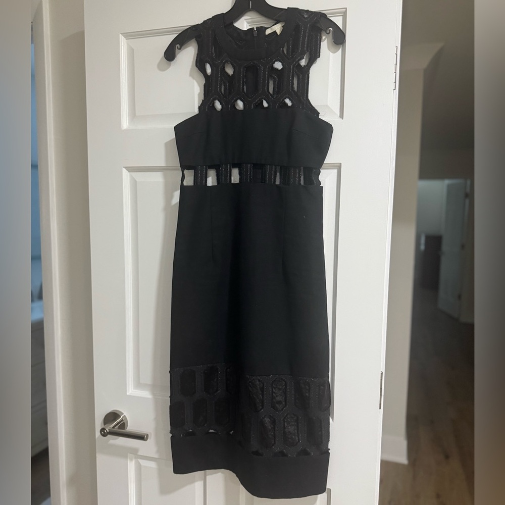 Jonathan Simkhai Black Midi Dress with Geometric holes